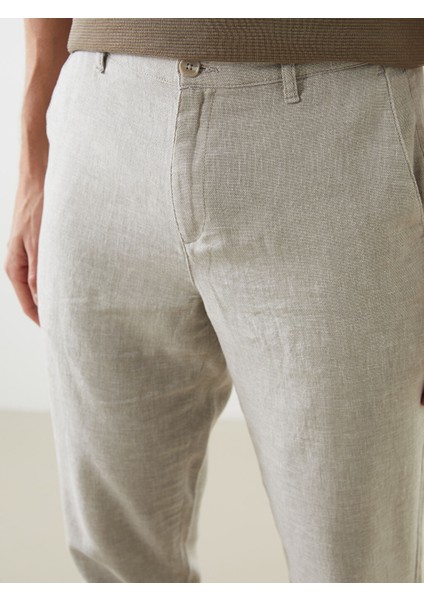 Yeni Sezon Standart Kalip Keten Karisimli Erkek Chino Pantolon - S51104Z8 modelleri