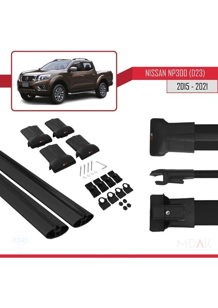 Nissan NP300 (D23) 2015-2021 Arası ile Uyumlu Fly Model Ara Atkı Tavan Barı Siyah 2 Adet indirimleri