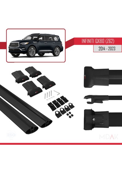 Infiniti QX80 (Z62) 2014-2023 Arası ile Uyumlu Fly Model Ara Atkı Tavan Barı Siyah 2 Adet indirimleri