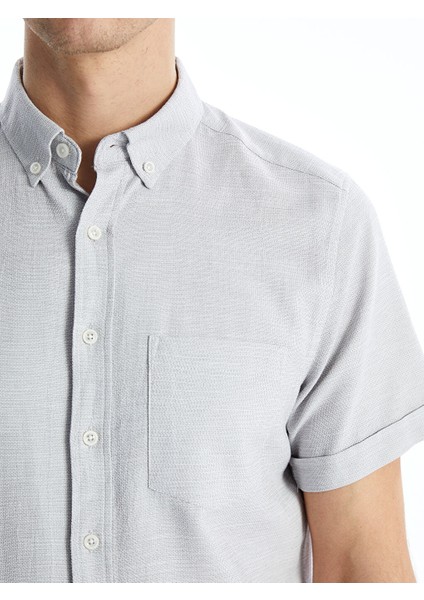 Yeni Sezon Regular Fit Kisa Kollu Armurlu Erkek Gomlek - S53829Z8