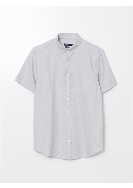 Yeni Sezon Regular Fit Kisa Kollu Armurlu Erkek Gomlek - S53829Z8