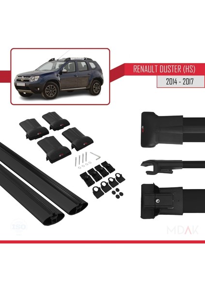 Renault Duster (Hs) Post-Facelift 2014-2017 Arası ile Uyumlu Fly Model Ara Atkı Tavan Barı Siyah 2 Adet indirimleri