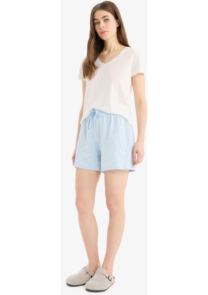 Regular Fit Beli Lastikli Şort Pijama Altı-Fall in Love E4504AX25SM