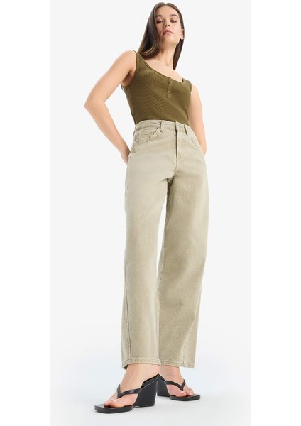 Yeni Sezon Afra x Defacto Coool Baggy Fit Gabardin Pantolon Yıkamalı Normal Bel fiyatları