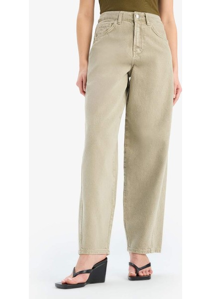 Yeni Sezon Afra x Defacto Coool Baggy Fit Gabardin Pantolon Yıkamalı Normal Bel indirimleri