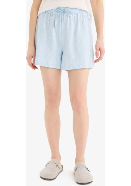 Regular Fit Beli Lastikli Şort Pijama Altı-Fall in Love E4504AX25SM