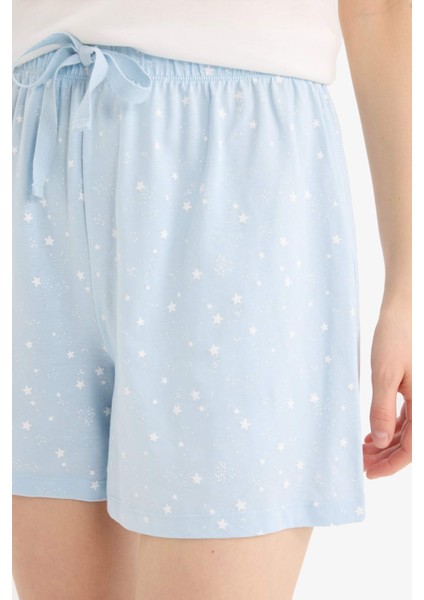 Regular Fit Beli Lastikli Şort Pijama Altı-Fall in Love E4504AX25SM