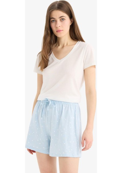 Regular Fit Beli Lastikli Şort Pijama Altı-Fall in Love E4504AX25SM