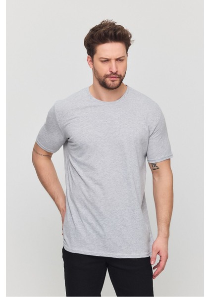 Erkek Siyah Pamuk Slim Fit Dar Kesim Bisiklet Yaka Basic Tişört