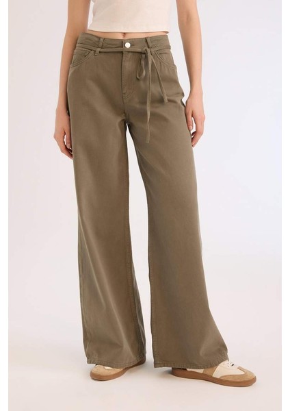 Yeni Sezon Coool Gabardin Palazzo Pantolon Wide Leg Yüksek Bel Geniş Bol Paça