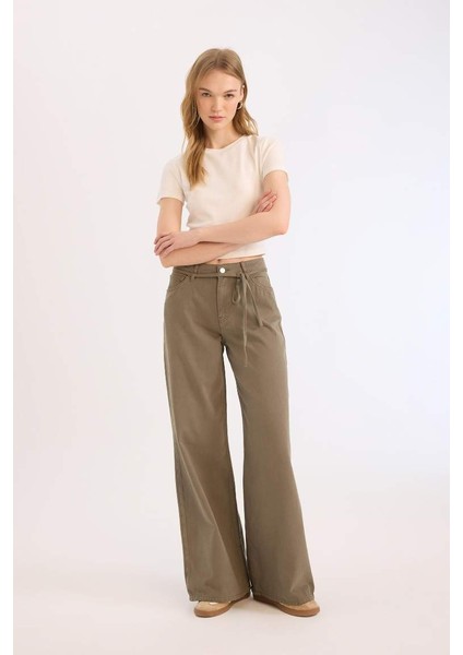 Yeni Sezon Coool Gabardin Palazzo Pantolon Wide Leg Yüksek Bel Geniş Bol Paça indirimleri