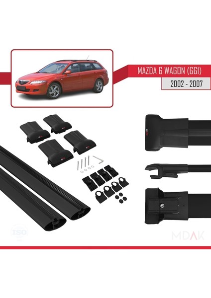 Mazda 6 I (Gg1) 2002-2007 Arası ile Uyumlu Fly Model Ara Atkı Tavan Barı Siyah 2 Adet indirimleri