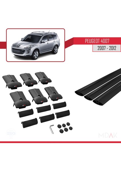 Peugeot 4007 2007-2012 Arası ile Uyumlu Fly Model Ara Atkı Tavan Barı Siyah 3 Adet indirimleri