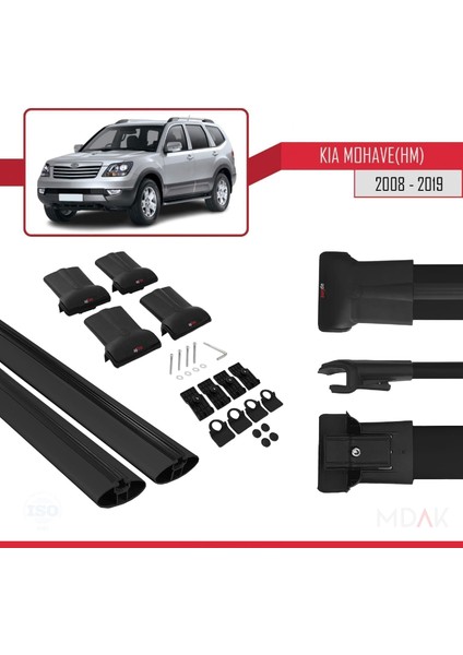 Kia Mohave (Hm) 2008-2019 Arası ile Uyumlu Fly Model Ara Atkı Tavan Barı Siyah 2 Adet indirimleri