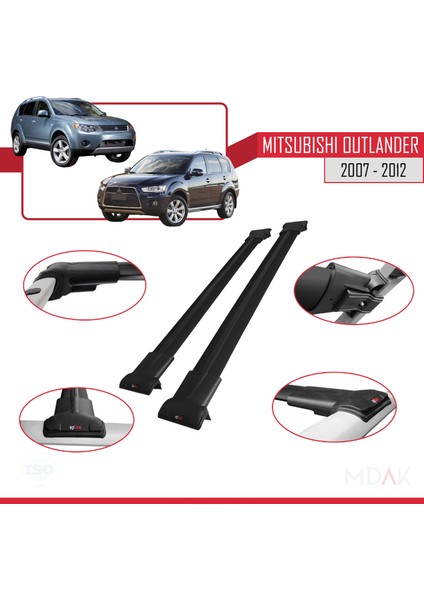 Mitsubishi Outlander 2 2007-2012 Arası ile Uyumlu Fly Model Ara Atkı Tavan Barı Siyah 2 Adet fırsatları