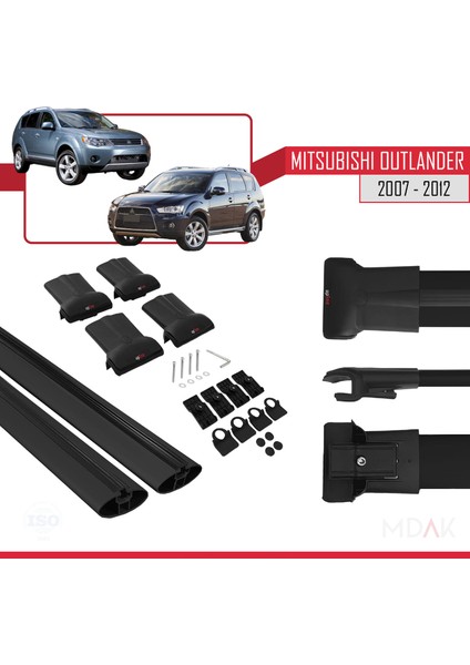 Mitsubishi Outlander 2 2007-2012 Arası ile Uyumlu Fly Model Ara Atkı Tavan Barı Siyah 2 Adet indirimleri