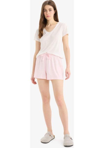 Regular Fit Beli Lastikli Şort Pijama Altı-Fall In LOVE E7362AX25SM
