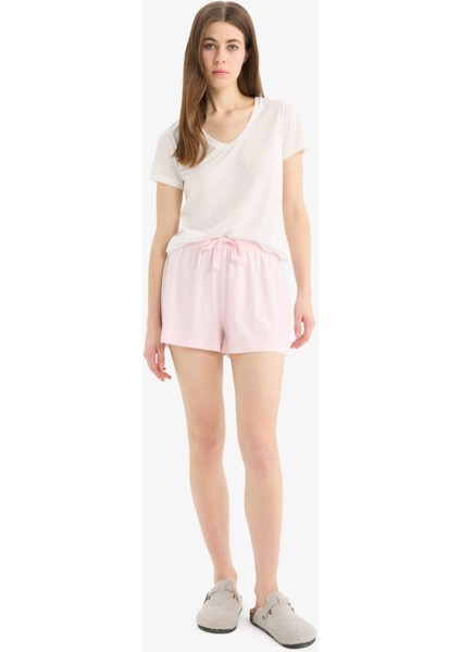 Regular Fit Beli Lastikli Şort Pijama Altı-Fall In LOVE E7362AX25SM