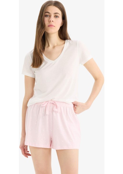 Regular Fit Beli Lastikli Şort Pijama Altı-Fall In LOVE E7362AX25SM