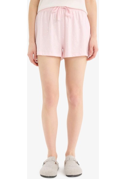 Regular Fit Beli Lastikli Şort Pijama Altı-Fall In LOVE E7362AX25SM