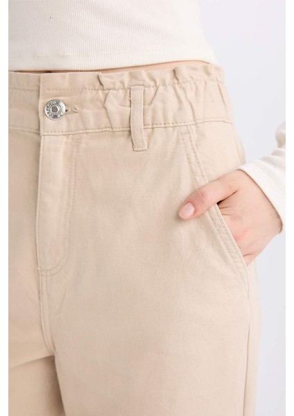 Yeni Sezon Paperbag Gabardin Kumaş Pantolon Standart Paça Cepli indirimleri
