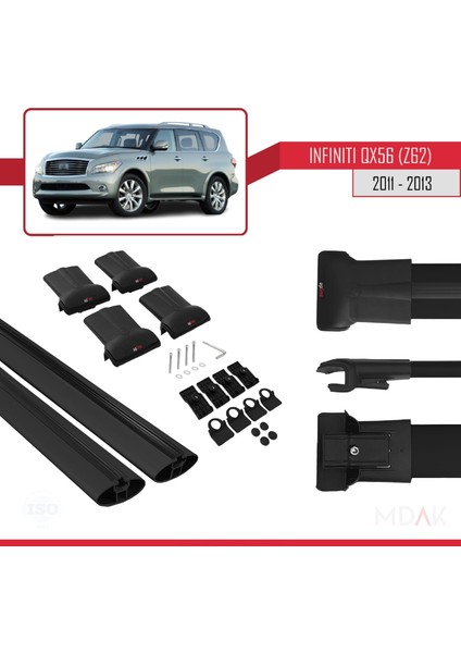 Iınfiniti QX56 (Z62) 2011-2013 Arası ile Uyumlu Fly Model Ara Atkı Tavan Barı Siyah 2 Adet indirimleri