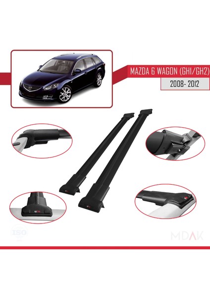 Mazda 6 Iı (Gz) Wagon 2008-2012 Arası ile Uyumlu Fly Model Ara Atkı Tavan Barı Siyah 2 Adet fırsatları