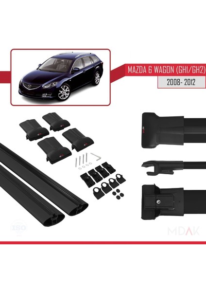 Mazda 6 Iı (Gz) Wagon 2008-2012 Arası ile Uyumlu Fly Model Ara Atkı Tavan Barı Siyah 2 Adet indirimleri