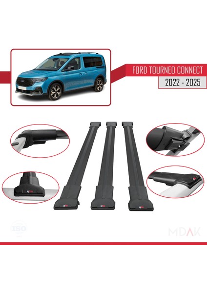 Ford Transit/tourneo Connect 3 2022 ve Sonrası ile Uyumlu Fly Model Ara Atkı Tavan Barı Siyah 3 Adet fırsatları