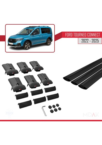 Ford Transit/tourneo Connect 3 2022 ve Sonrası ile Uyumlu Fly Model Ara Atkı Tavan Barı Siyah 3 Adet indirimleri