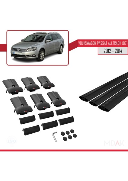 Volkswagen Passat B7 (3c) Alltrack 2012-2014 Arası ile Uyumlu Fly Model Ara Atkı Tavan Barı Siyah 3 Adet indirimleri