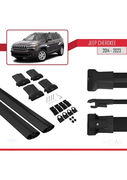 Jeep Cherokee 5 (Kl) 2014-2023 Arası ile Uyumlu Fly Model Ara Atkı Tavan Barı Siyah 2 Adet indirimleri