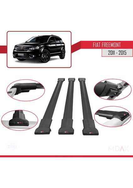 Fiat Freemont 2011-2015 Arası ile Uyumlu Fly Model Ara Atkı Tavan Barı Siyah 3 Adet fırsatları