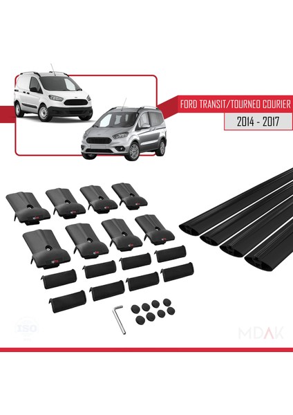 Ford Transit/tourneo Courier Pre-Facelift 2014-2017 Arası ile Uyumlu Fly Model Ara Atkı Tavan Barı Siyah 4 Adet indirimleri
