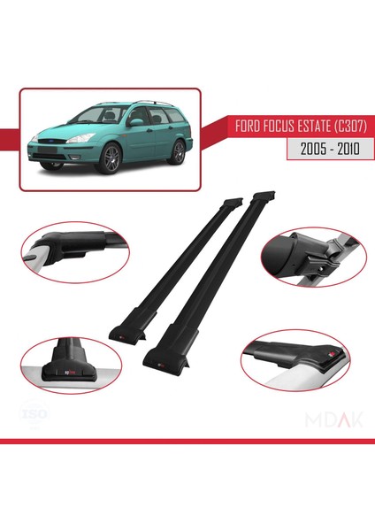 Ford Focus 2 (C307) Sw 2005-2010 Arası ile Uyumlu Fly Model Ara Atkı Tavan Barı Siyah 2 Adet fırsatları