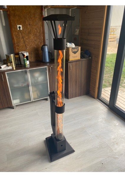 Dumansız Füze Roket Pelet Sobası Tekerli 175 cm Uzunluk
