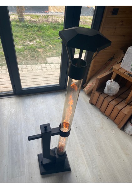 Dumansız Füze Roket Pelet Sobası Tekerli 175 cm Uzunluk