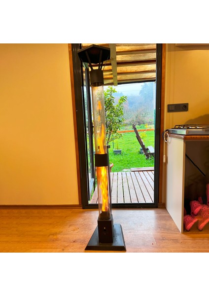 Dumansız Füze Roket Pelet Sobası Tekerli 175 cm Uzunluk
