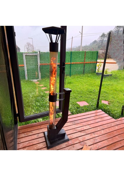 Dumansız Füze Roket Pelet Sobası Tekerli 175 cm Uzunluk