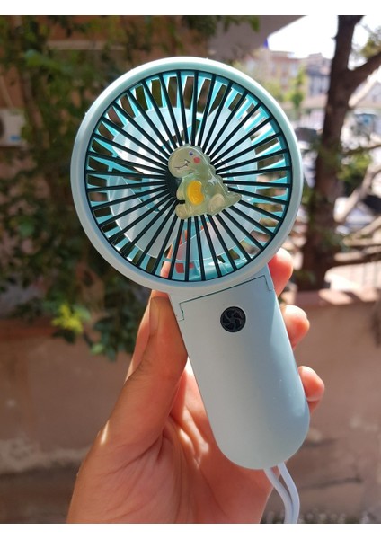 Şarjli Mini El Fanı Masa Fanı Soğutucu Masa Üstü Vantilatör Usb Mavi Kendin Tasarla
