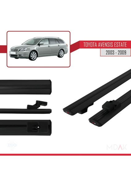 Toyota Avensis Sw 2003-2009 Arası ile Uyumlu Basıc Model Ara Atkı Tavan Barı Siyah 2 Adet modelleri