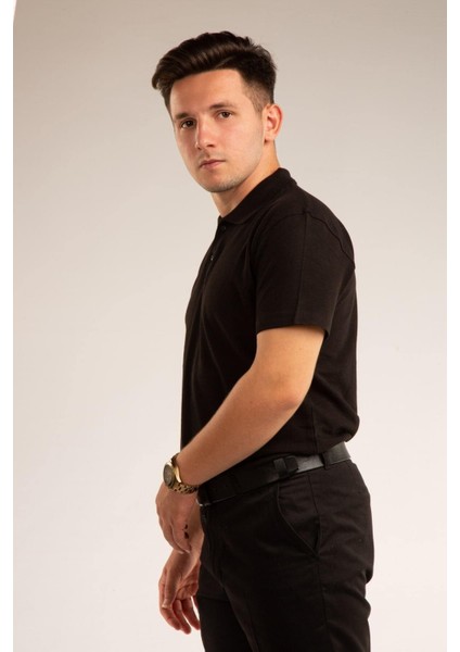 Siyah Kısa Kollu Genç Boy Lise Okul Lakos Polo Yaka T-Shirt fiyatları