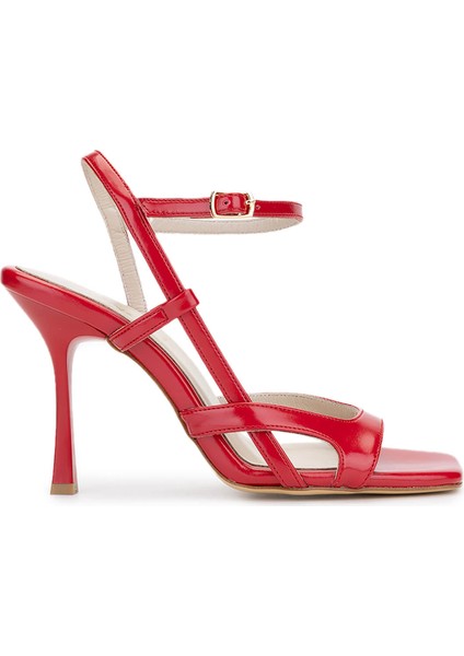 Kadın Vegan Kırmızı Topuklu Ayakkabı 828 8495 Bn Ayk Y25 Kırmızı