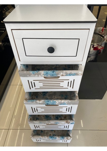 Beyaz 5 Çekmeceli Ahşap Sebzelik Komidin 106 x 39 x 31 cm fiyatları