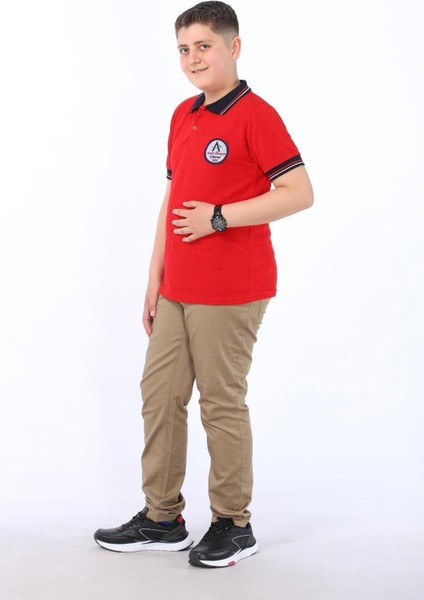 Okul Pantolonu Beli Lastikli Camel Rengi Slim Fit Comfort Keten Ilkokul Pantolonu indirimleri