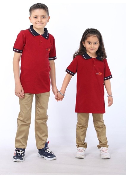 Okul Pantolonu Beli Lastikli Camel Rengi Slim Fit Comfort Keten Ilkokul Pantolonu