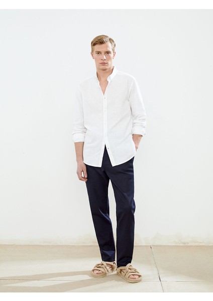 Yeni Sezon Slim Fit Uzun Kollu Keten Karisimli Erkek Gomlek - S55710Z8 fiyatları