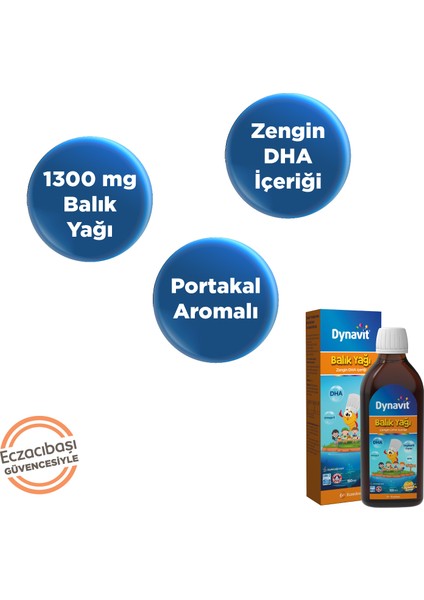 Dynavıt Portakal Aromalı Balık Yağı 150 mL - Omega-3, EPA, DHA