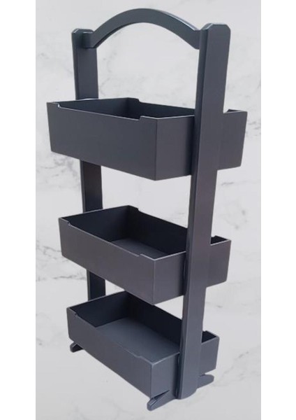 Hobi 90383 Raf Terek 3'lü Geniş Iç Hacim Cnc Kesim Ahşap Mdf Antrasit Elyapım