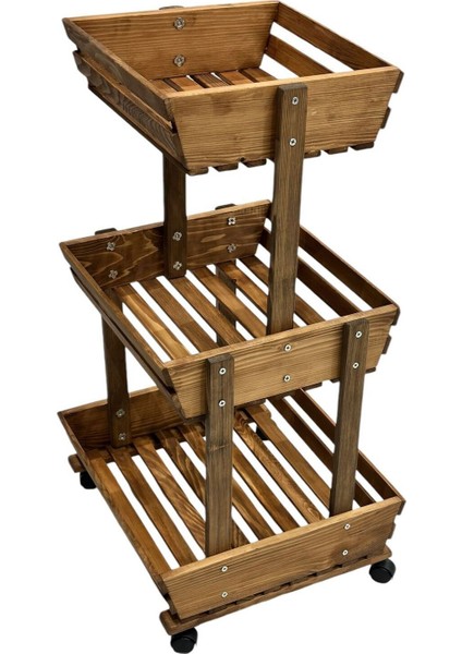 Sebzelik Tekerlekli Ahşap Çok Amaçlı Designer Ahşap Stand